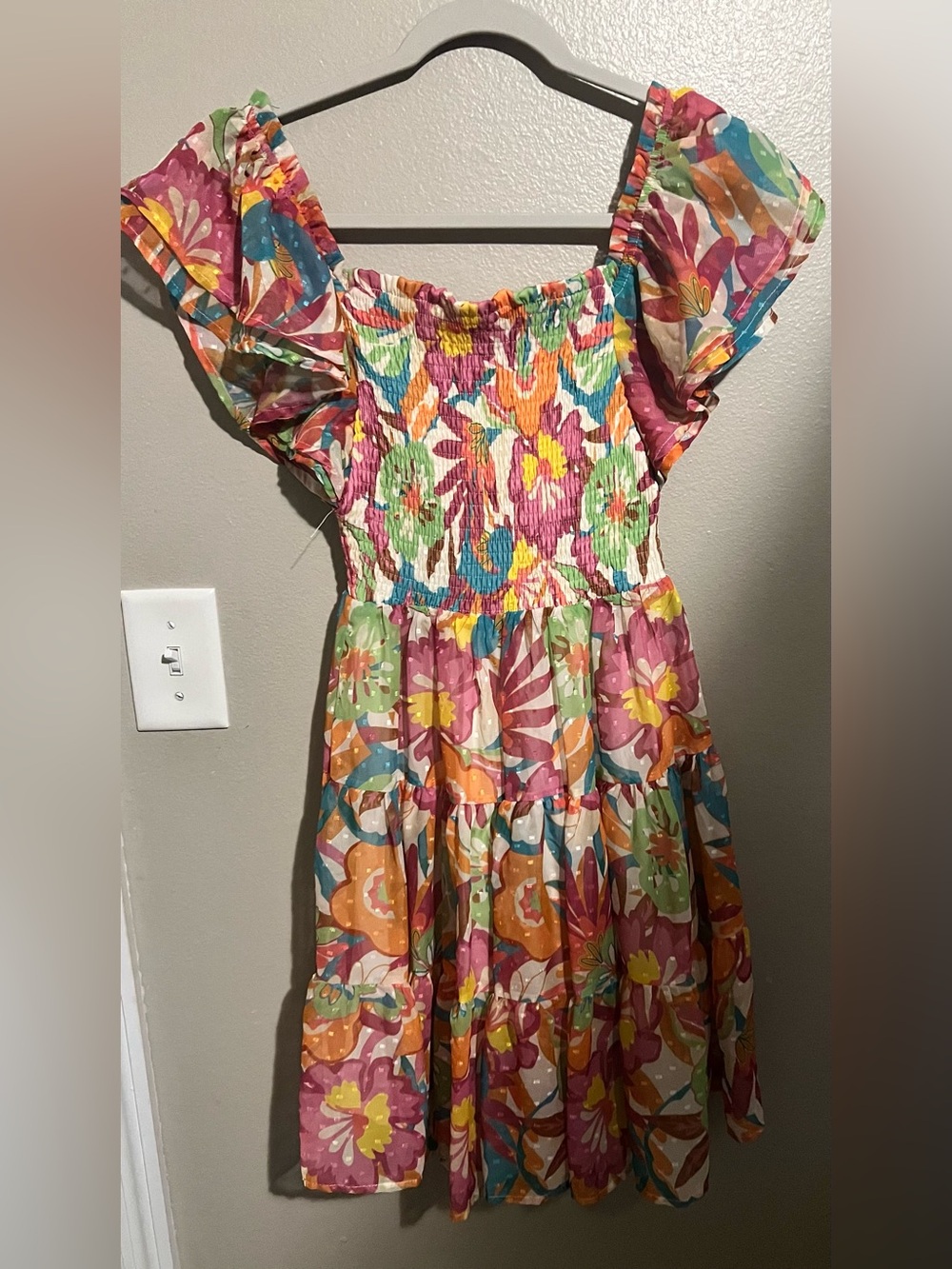 Flying Tomato Girls Floral Smocked Dress in Pink, Orange, Green, Blue